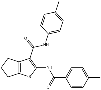 2-[(4-methylbenzoyl)amino]-N-(4-methylphenyl)-5,6-dihydro-4H-cyclopenta[b]thiophene-3-carboxamide Struktur