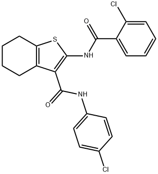 2-[(2-chlorobenzoyl)amino]-N-(4-chlorophenyl)-4,5,6,7-tetrahydro-1-benzothiophene-3-carboxamide,329067-20-1,结构式
