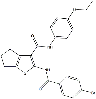 2-[(4-bromobenzoyl)amino]-N-(4-ethoxyphenyl)-5,6-dihydro-4H-cyclopenta[b]thiophene-3-carboxamide Struktur