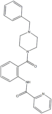 N-{2-[(4-benzyl-1-piperazinyl)carbonyl]phenyl}-2-pyridinecarboxamide 化学構造式