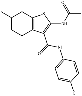 2-(acetylamino)-N-(4-chlorophenyl)-6-methyl-4,5,6,7-tetrahydro-1-benzothiophene-3-carboxamide Struktur