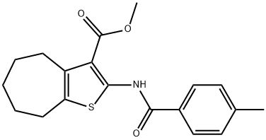 methyl 2-[(4-methylbenzoyl)amino]-5,6,7,8-tetrahydro-4H-cyclohepta[b]thiophene-3-carboxylate 结构式