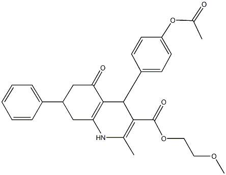 2-methoxyethyl 4-[4-(acetyloxy)phenyl]-2-methyl-5-oxo-7-phenyl-1,4,5,6,7,8-hexahydro-3-quinolinecarboxylate,329072-39-1,结构式