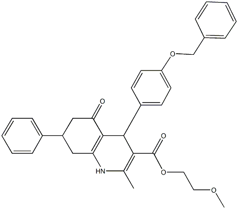 2-methoxyethyl 4-[4-(benzyloxy)phenyl]-2-methyl-5-oxo-7-phenyl-1,4,5,6,7,8-hexahydro-3-quinolinecarboxylate Struktur