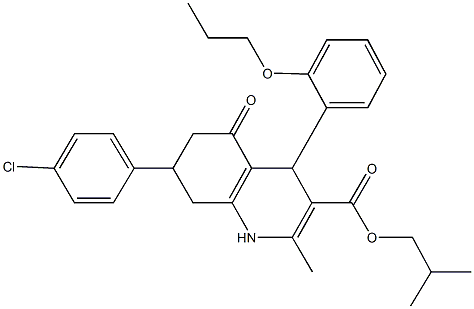 isobutyl 7-(4-chlorophenyl)-2-methyl-5-oxo-4-(2-propoxyphenyl)-1,4,5,6,7,8-hexahydro-3-quinolinecarboxylate Structure