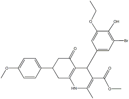 methyl 4-(3-bromo-5-ethoxy-4-hydroxyphenyl)-7-(4-methoxyphenyl)-2-methyl-5-oxo-1,4,5,6,7,8-hexahydro-3-quinolinecarboxylate Structure