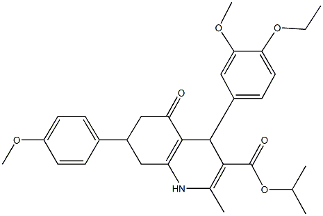 isopropyl 4-(4-ethoxy-3-methoxyphenyl)-7-(4-methoxyphenyl)-2-methyl-5-oxo-1,4,5,6,7,8-hexahydro-3-quinolinecarboxylate Structure