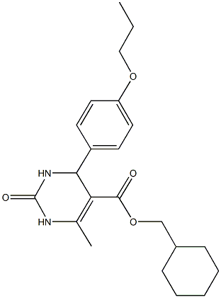 cyclohexylmethyl 6-methyl-2-oxo-4-(4-propoxyphenyl)-1,2,3,4-tetrahydro-5-pyrimidinecarboxylate 化学構造式