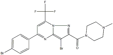 3-bromo-5-(4-bromophenyl)-2-[(4-methyl-1-piperazinyl)carbonyl]-7-(trifluoromethyl)pyrazolo[1,5-a]pyrimidine,329078-20-8,结构式