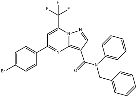 N-benzyl-5-(4-bromophenyl)-N-phenyl-7-(trifluoromethyl)pyrazolo[1,5-a]pyrimidine-3-carboxamide,329078-21-9,结构式