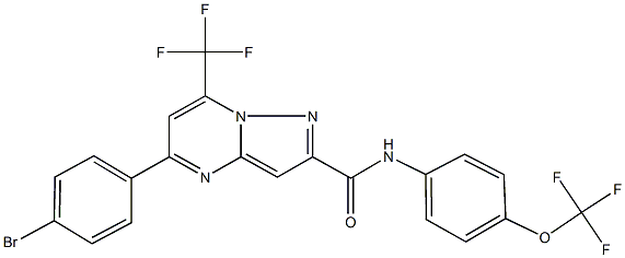 5-(4-bromophenyl)-N-[4-(trifluoromethoxy)phenyl]-7-(trifluoromethyl)pyrazolo[1,5-a]pyrimidine-2-carboxamide 化学構造式