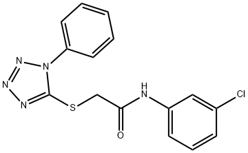 N-(3-chlorophenyl)-2-[(1-phenyl-1H-tetraazol-5-yl)sulfanyl]acetamide 化学構造式
