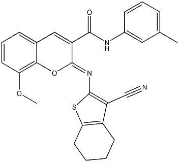 329195-34-8 2-[(3-cyano-4,5,6,7-tetrahydro-1-benzothien-2-yl)imino]-8-methoxy-N-(3-methylphenyl)-2H-chromene-3-carboxamide