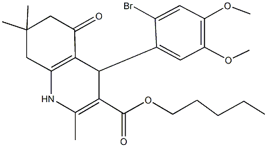 pentyl 4-(2-bromo-4,5-dimethoxyphenyl)-2,7,7-trimethyl-5-oxo-1,4,5,6,7,8-hexahydro-3-quinolinecarboxylate Struktur