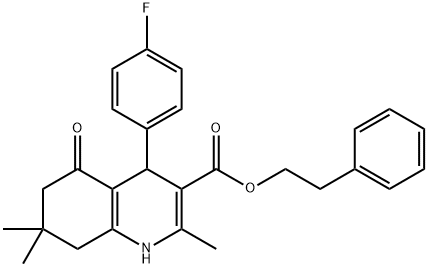 2-phenylethyl 4-(4-fluorophenyl)-2,7,7-trimethyl-5-oxo-1,4,5,6,7,8-hexahydro-3-quinolinecarboxylate,329195-67-7,结构式