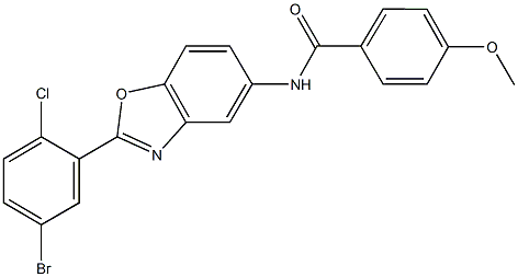 N-[2-(5-bromo-2-chlorophenyl)-1,3-benzoxazol-5-yl]-4-methoxybenzamide Struktur