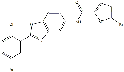 5-bromo-N-[2-(5-bromo-2-chlorophenyl)-1,3-benzoxazol-5-yl]-2-furamide,329197-33-3,结构式