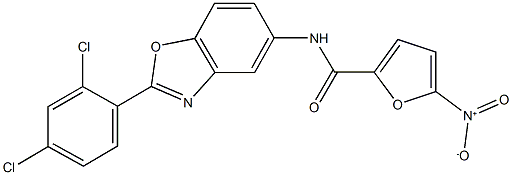 N-[2-(2,4-dichlorophenyl)-1,3-benzoxazol-5-yl]-5-nitro-2-furamide Struktur