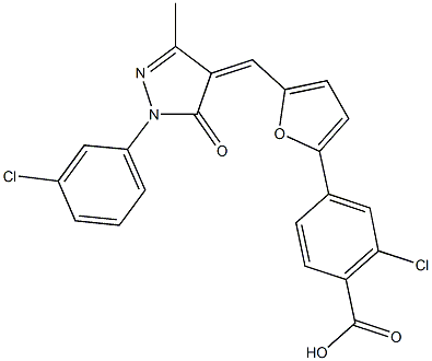 2-chloro-4-(5-{[1-(3-chlorophenyl)-3-methyl-5-oxo-1,5-dihydro-4H-pyrazol-4-ylidene]methyl}-2-furyl)benzoic acid|