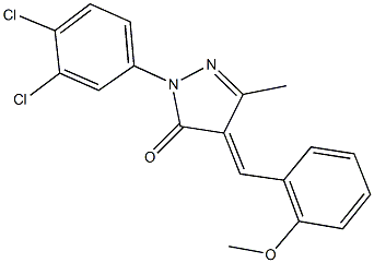 2-(3,4-dichlorophenyl)-4-(2-methoxybenzylidene)-5-methyl-2,4-dihydro-3H-pyrazol-3-one 化学構造式
