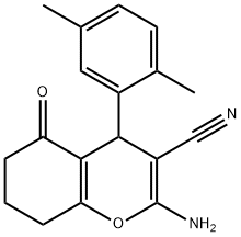 2-amino-4-(2,5-dimethylphenyl)-5-oxo-5,6,7,8-tetrahydro-4H-chromene-3-carbonitrile Structure