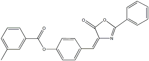 4-[(5-oxo-2-phenyl-1,3-oxazol-4(5H)-ylidene)methyl]phenyl 3-methylbenzoate 化学構造式