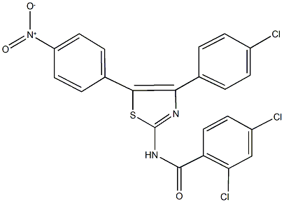 2,4-dichloro-N-(4-(4-chlorophenyl)-5-{4-nitrophenyl}-1,3-thiazol-2-yl)benzamide Struktur