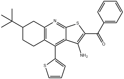 [3-amino-7-tert-butyl-4-(2-thienyl)-5,6,7,8-tetrahydrothieno[2,3-b]quinolin-2-yl](phenyl)methanone 结构式