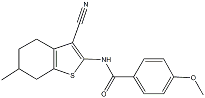 N-(3-cyano-6-methyl-4,5,6,7-tetrahydro-1-benzothien-2-yl)-4-methoxybenzamide,329219-30-9,结构式