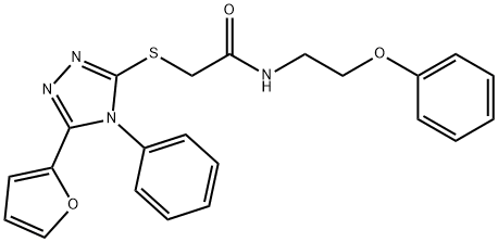 2-{[5-(2-furyl)-4-phenyl-4H-1,2,4-triazol-3-yl]sulfanyl}-N-(2-phenoxyethyl)acetamide 化学構造式