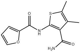 N-[3-(aminocarbonyl)-4,5-dimethyl-2-thienyl]-2-furamide Struktur