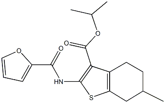 isopropyl 2-(2-furoylamino)-6-methyl-4,5,6,7-tetrahydro-1-benzothiophene-3-carboxylate Struktur