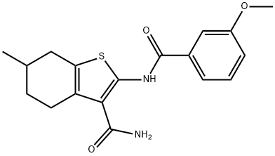 2-[(3-methoxybenzoyl)amino]-6-methyl-4,5,6,7-tetrahydro-1-benzothiophene-3-carboxamide,329222-13-1,结构式
