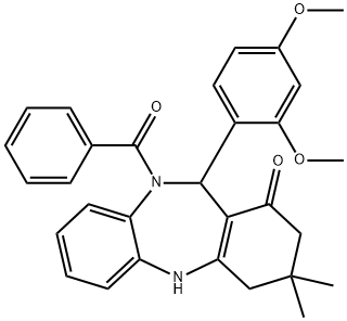 10-benzoyl-11-(2,4-dimethoxyphenyl)-3,3-dimethyl-2,3,4,5,10,11-hexahydro-1H-dibenzo[b,e][1,4]diazepin-1-one Structure