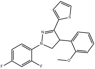 1-(2,4-difluorophenyl)-4-(2-methoxyphenyl)-3-(2-thienyl)-4,5-dihydro-1H-pyrazole,329222-65-3,结构式