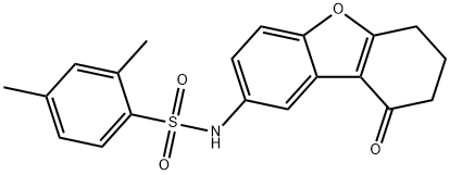 2,4-dimethyl-N-(9-oxo-6,7,8,9-tetrahydrodibenzo[b,d]furan-2-yl)benzenesulfonamide 化学構造式