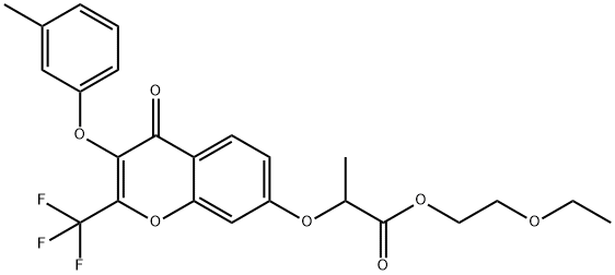 2-ethoxyethyl 2-{[3-(3-methylphenoxy)-4-oxo-2-(trifluoromethyl)-4H-chromen-7-yl]oxy}propanoate,329225-38-9,结构式