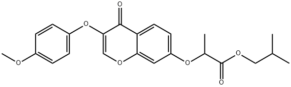 isobutyl 2-{[3-(4-methoxyphenoxy)-4-oxo-4H-chromen-7-yl]oxy}propanoate Structure