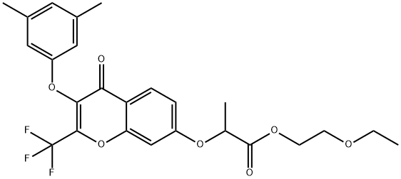 2-ethoxyethyl 2-{[3-(3,5-dimethylphenoxy)-4-oxo-2-(trifluoromethyl)-4H-chromen-7-yl]oxy}propanoate Structure