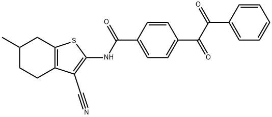 N-(3-cyano-6-methyl-4,5,6,7-tetrahydro-1-benzothien-2-yl)-4-[oxo(phenyl)acetyl]benzamide 化学構造式