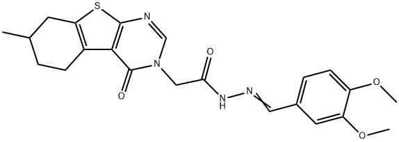 N'-(3,4-dimethoxybenzylidene)-2-(7-methyl-4-oxo-5,6,7,8-tetrahydro[1]benzothieno[2,3-d]pyrimidin-3(4H)-yl)acetohydrazide Structure