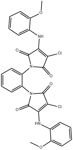 3-chloro-1-{2-[3-chloro-4-(2-methoxyanilino)-2,5-dioxo-2,5-dihydro-1H-pyrrol-1-yl]phenyl}-4-(2-methoxyanilino)-1H-pyrrole-2,5-dione Struktur