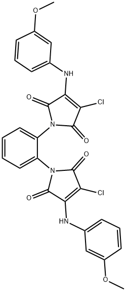 3-chloro-1-{2-[3-chloro-4-(3-methoxyanilino)-2,5-dioxo-2,5-dihydro-1H-pyrrol-1-yl]phenyl}-4-(3-methoxyanilino)-1H-pyrrole-2,5-dione,329228-38-8,结构式