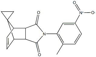 4-(2-methyl-5-nitrophenyl)-3,5-dioxo-4-azatricyclo[5.2.1.0~2,6~]dec-8-ene-10-spiro-1'-cyclopropane 结构式