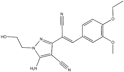 329686-29-5 5-amino-3-[1-cyano-2-(4-ethoxy-3-methoxyphenyl)vinyl]-1-(2-hydroxyethyl)-1H-pyrazole-4-carbonitrile