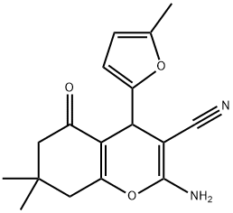 2-amino-7,7-dimethyl-4-(5-methyl-2-furyl)-5-oxo-5,6,7,8-tetrahydro-4H-chromene-3-carbonitrile 结构式