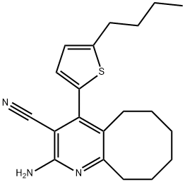 2-amino-4-(5-butyl-2-thienyl)-5,6,7,8,9,10-hexahydrocycloocta[b]pyridine-3-carbonitrile 化学構造式