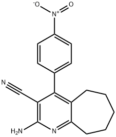 2-amino-4-{4-nitrophenyl}-6,7,8,9-tetrahydro-5H-cyclohepta[b]pyridine-3-carbonitrile Structure