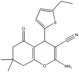 2-amino-4-(5-ethylthien-2-yl)-7,7-dimethyl-5-oxo-5,6,7,8-tetrahydro-4H-chromene-3-carbonitrile,329693-55-2,结构式