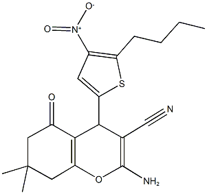 2-amino-4-{5-butyl-4-nitro-2-thienyl}-7,7-dimethyl-5-oxo-5,6,7,8-tetrahydro-4H-chromene-3-carbonitrile Structure